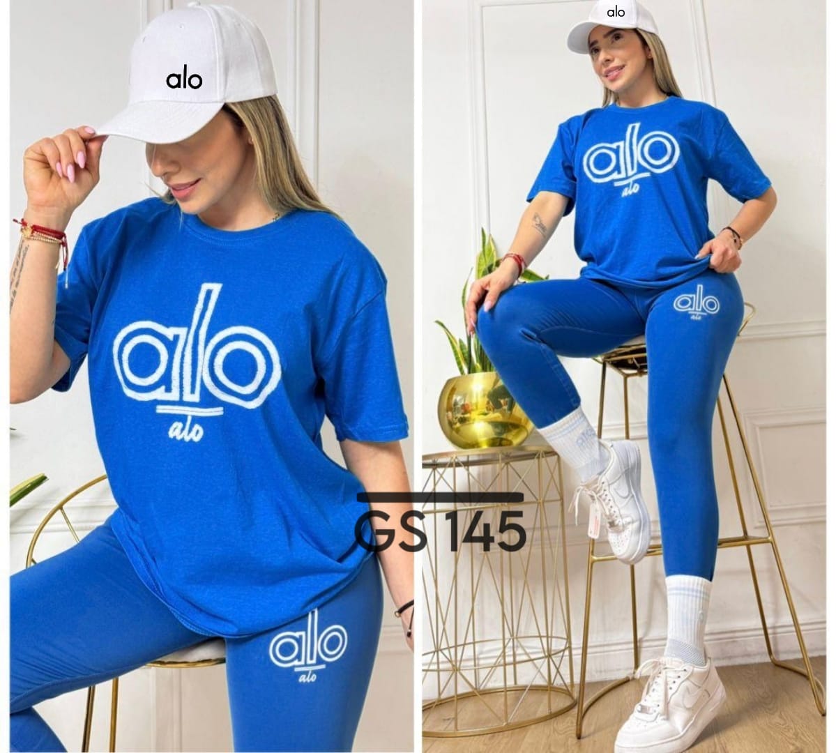 Conjunto 3 Piezas Alo Pantalón Largo Lycra Stretch, T-shirt  y Gorra
