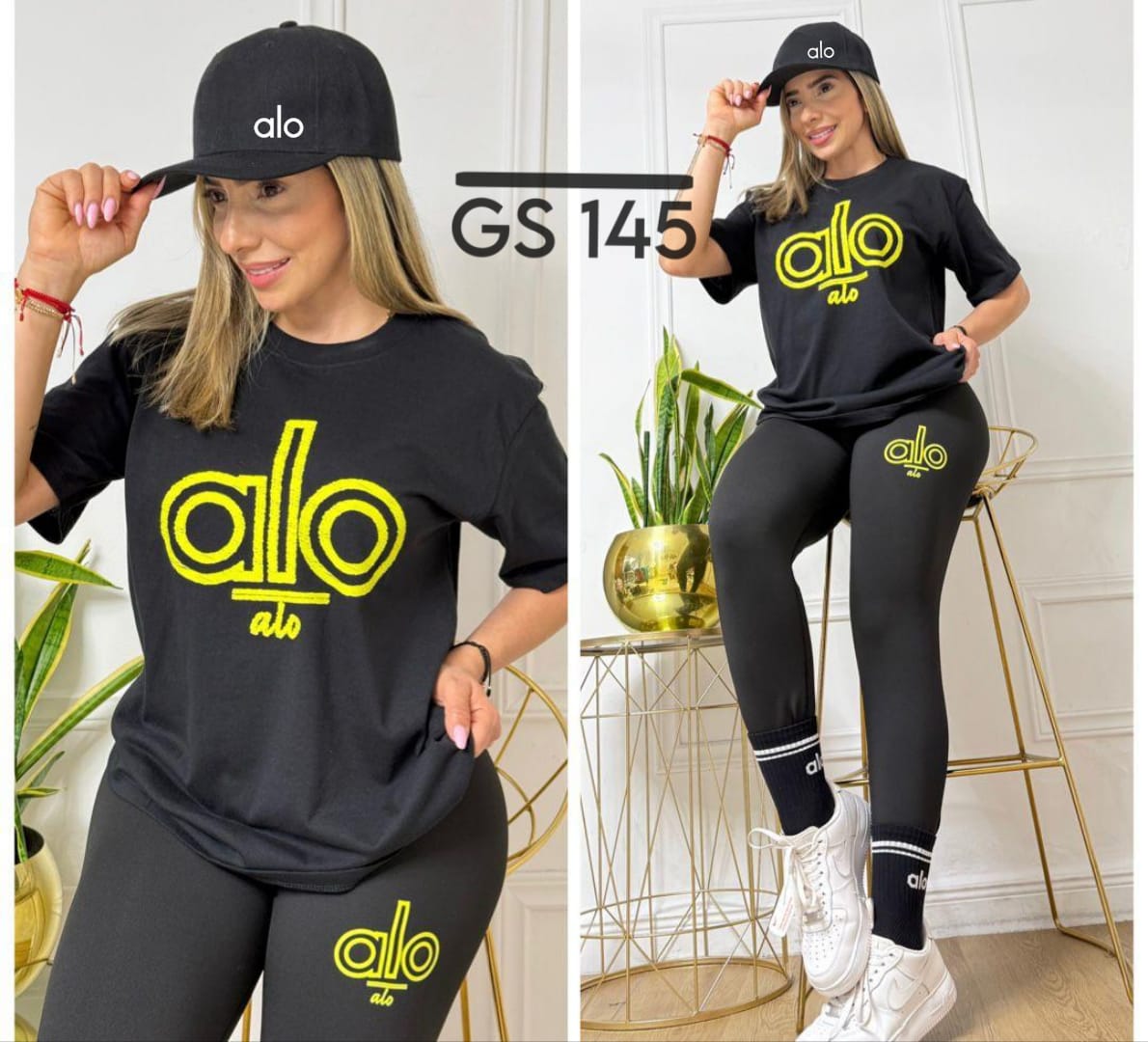 Conjunto 3 Piezas Alo Pantalón Largo Lycra Stretch, T-shirt  y Gorra