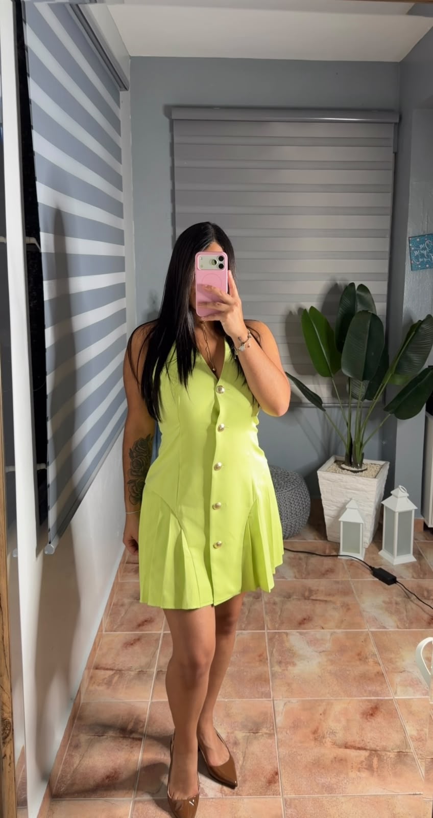 Halter Mini Dress W/ Pleat Detail 92% Polyester, 8% Spandex
